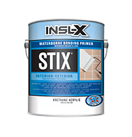 JERRY'S PAINT & WLP CENTER INC Stix Waterborne Bonding Primer is a premium-quality, acrylic-urethane primer-sealer with unparalleled adhesion to the most challenging surfaces, including glossy tile, PVC, vinyl, plastic, glass, glazed block, glossy paint, pre-coated siding, fiberglass, and galvanized metals.

Bonds to "hard-to-coat" surfaces
Cures in temperatures as low as 35° F (1.57° C)
Creates an extremely hard film
Excellent enamel holdout
Can be top coated with almost any productboom